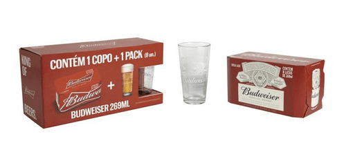 Kit Cerveja Budweiser 269ml 8 Unidades + Copo