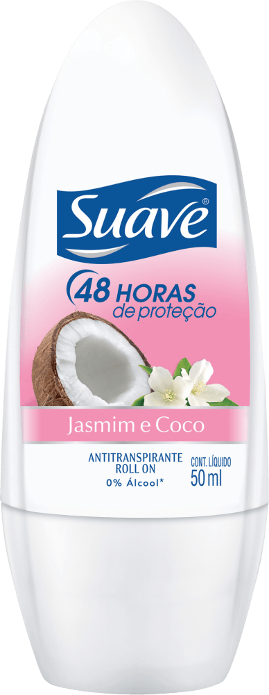 Antitranspirante Roll-on com Perfume Jasmim e Coco 48h de Proteção Suave 50ml
