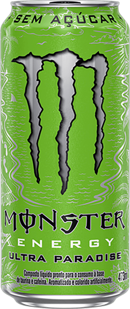 Composto Líquido Energético à Base de Taurina e Cafeína Ultra Paradise Zero Açúcar Monster Lata 473ml