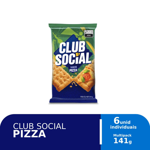 Biscoito Salgado Club Social pizza multipack 141g