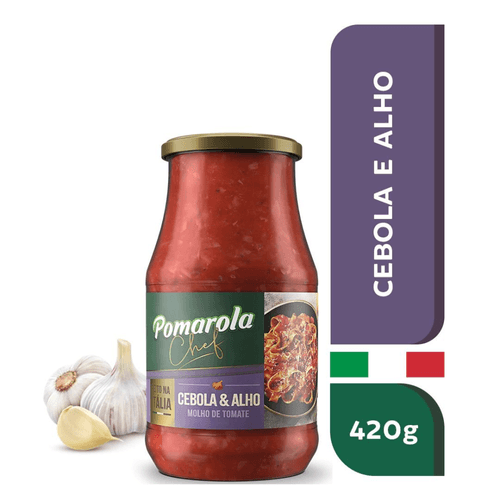 Molho de Tomate Pomarola Cebola & Alho Vidro 420g