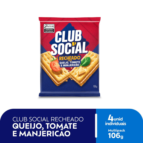 Biscoito Salgado Club Social Recheado Queijo, Tomate e Manjericão multipack 106g