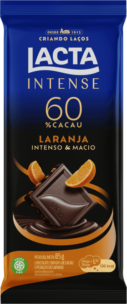 Chocolate Lacta Intense Laranja 60% Cacau 85g