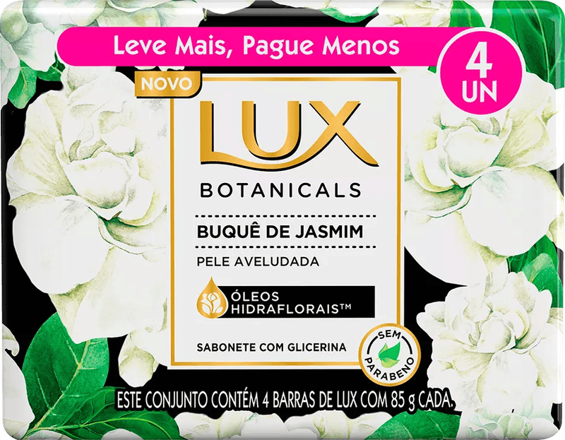 Sabonete-em-Barra-Glicerinado-Buque-de-Jasmim-Oleos-Hidraflorais-Lux-Botanicals-Envoltorio-4-Unidades-de-85g-Cada-Leve-Mais-Pague-Menos