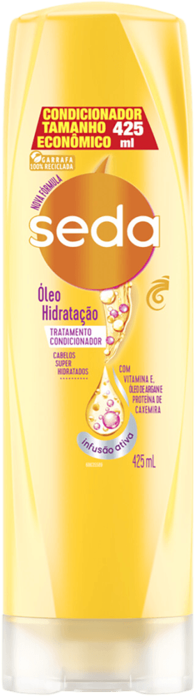 Tratamento Condicionador com Vitamina E, Óleo de Argan e Proteína de Caxemira Seda Óleo Hidratação Frasco 425ml Tamanho Econômico