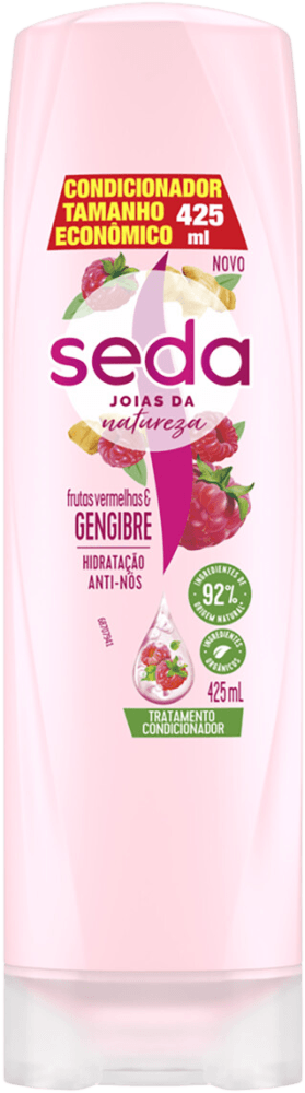 Tratamento-Condicionador-Frutas-Vermelhas--e-Gengibre-Hidratacao-Antinos-Seda-Joias-da-Natureza-Frasco-425ml-Tamanho-Economico
