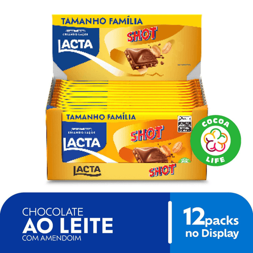 Chocolate Lacta ao leite com amendoim Shot 165g