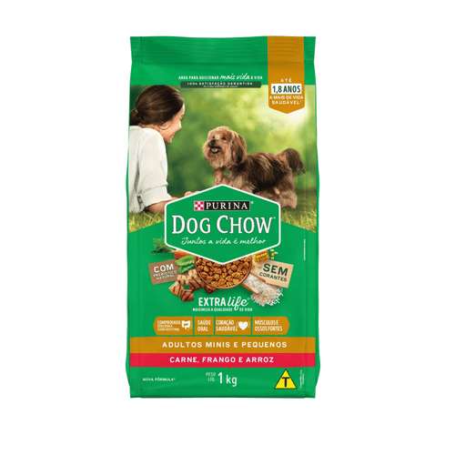 NESTLÉ® PURINA® DOG CHOW® Extralife® Ração Seca para Cães Adultos Minis & Pequenos Carne e Arroz 1kg