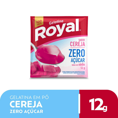 Gelatina em pó Royal zero açúcar cereja 12g