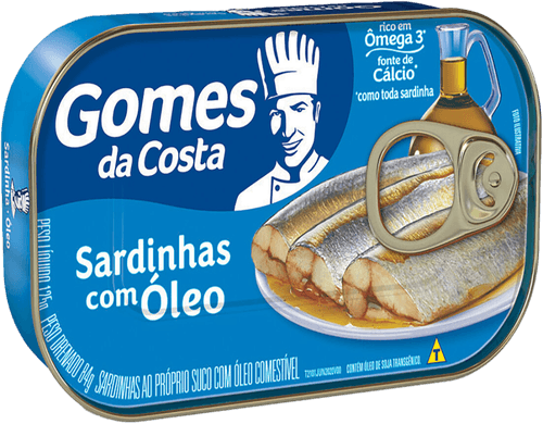 Sardinha ao Próprio Suco com Óleo Comestível Gomes da Costa Lata Peso Líquido 125g Peso Drenado 75g