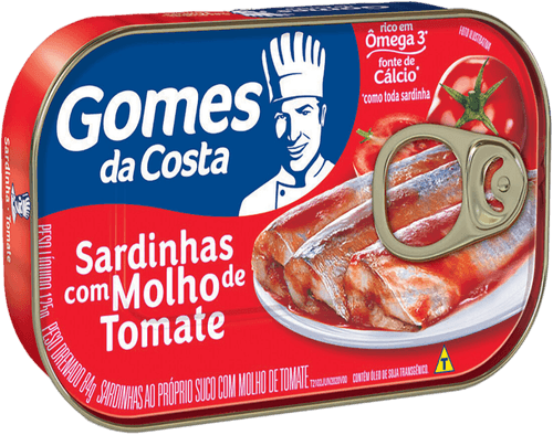 Sardinha ao Próprio Suco com Molho de Tomate Gomes da Costa Lata Peso Líquido 125g Peso Drenado 75g