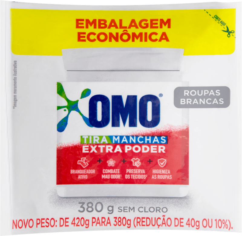 Tira-Manchas-em-Po-Roupas-Brancas-sem-Cloro-Omo-Pacote-380g-Refil-Embalagem-Economica