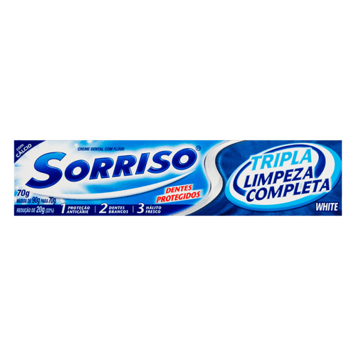 Creme Dental com Flúor + Cálcio Sorriso Tripla Limpeza Completa Caixa 70g