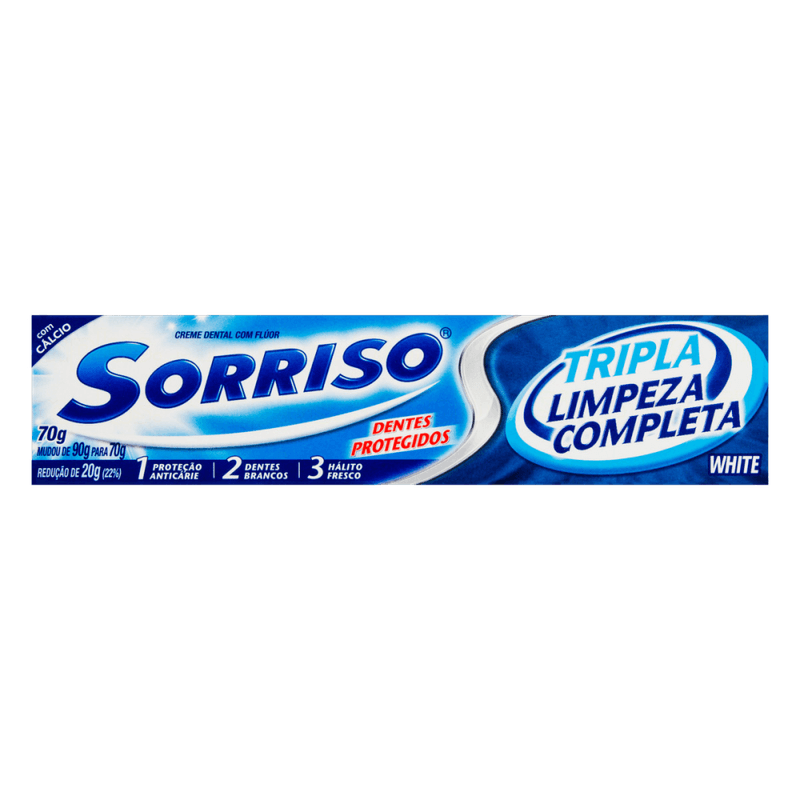 Creme-Dental-com-Fluor---Calcio-Sorriso-Tripla-Limpeza-Completa-Caixa-70g