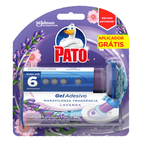 Desodorizador Sanitário Pato Gel Adesivo Lavanda Refil 6 Discos Aparelho Grátis