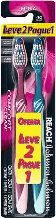 Escova Dental Média Johnsons Comfort Clean 40 Grande Leve 2 Pague 1 Unidade