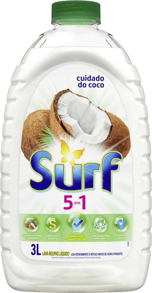 Lava-Roupas-Liquido-Cuidado-do-Coco-Oleos-Essenciais-5-em-1-Surf-Frasco-3l