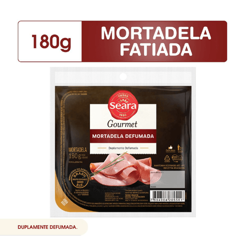 Mortadela defumada fatiada Seara Gourmet 180g