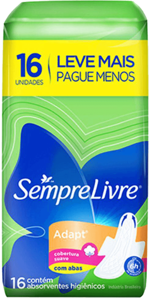 Absorvente com Abas Suave Sempre Livre Adapt Pacote 16 Unidades Leve Mais Pague Menos