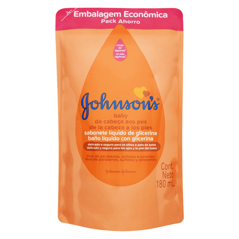 Sabonete-Liquido-de-Glicerina-da-Cabeca-aos-Pes-Johnson-s-Baby-Sache-180ml-Refil-Embalagem-Economica