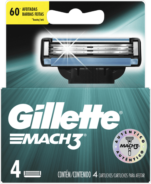 Carga de Aparelho para Barbear Gillette Mach3 4 Unidades