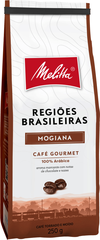 Café Torrado e Moído Mogiana 100% Arábica Melitta Gourmet Regiões Brasileiras Pacote 250g