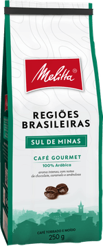 Cafe-Torrado-e-Moido-Sul-de-Minas-100--Arabica-Melitta-Gourmet-Regioes-Brasileiras-Pacote-250g