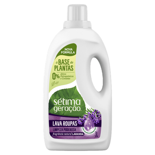 Lava-Roupas Líquido à Base de Plantas com Óleos Essenciais Lavanda Sétima Geração Limpeza Poderosa Galão 3l