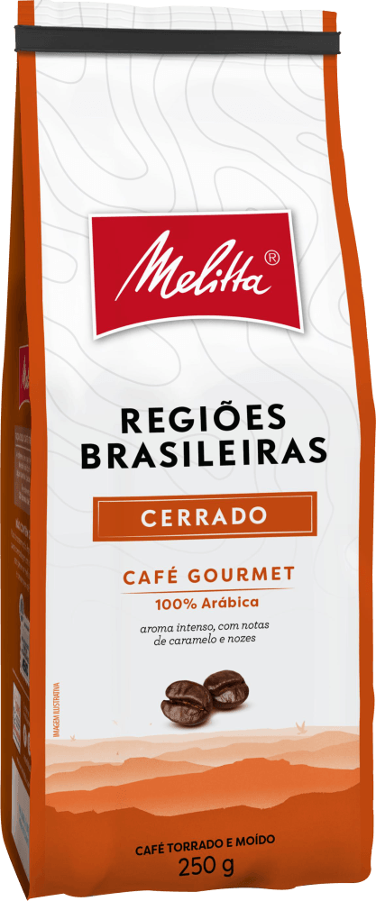 Cafe-Torrado-e-Moido-Cerrado-100--Arabica-Melitta-Gourmet-Regioes-Brasileiras-Pacote-250g