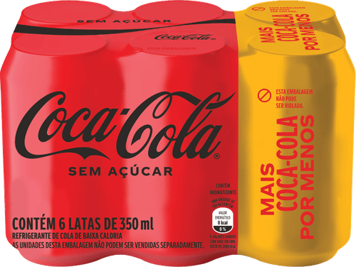 Refrigerante sem Açúcar Coca-Cola Lata 6 Unidades 350ml Cada Leve Mais Pague Menos