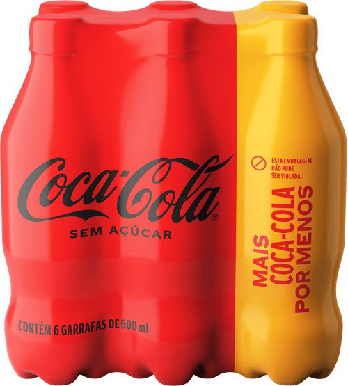 Refrigerante sem Açúcar Coca-Cola Garrafa 6 Unidades 600ml Cada Leve Mais Pague Menos