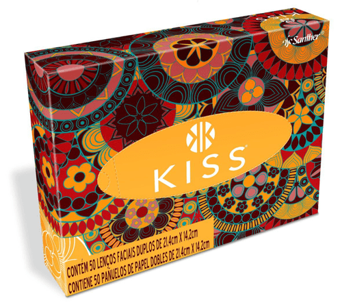 Lenço de Papel Kiss Facial Folha Dupla caixa com 50 lenços