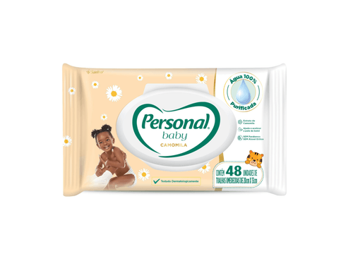 Toalha umedecida Personal Baby Camomila com 48 unidades