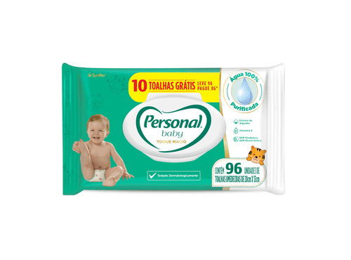 Toalha Umedecida Personal Baby Toque Macio Leve 98 Pague 86 unidades