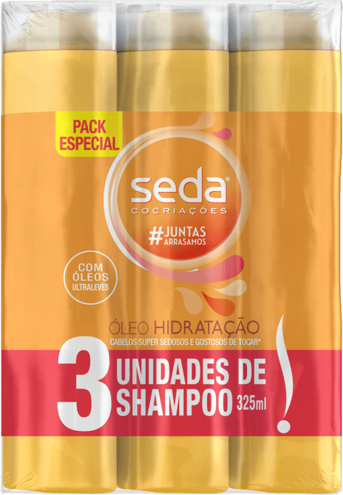 Especial Shampoo Seda Cocriações Óleo Hidratação Frasco 3 Unidades 325ml Cada