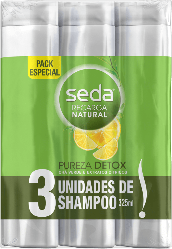 Especial-Shampoo-Cha-Verde-e-Extratos-Citricos-Seda-Recarga-Natural-Pureza-Detox-Frasco-3-Unidades-325ml-Cada