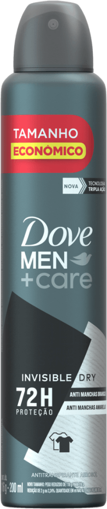 Antitranspirante Aerossol Invisible Dry 72h Dove Men+Care 200ml Spray Tamanho Econômico