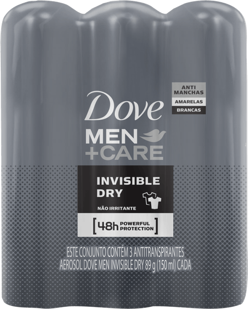 Antitranspirante Aerossol Invisible Dry 48h Dove Men+Care 3 Unidades 150ml Cada Spray