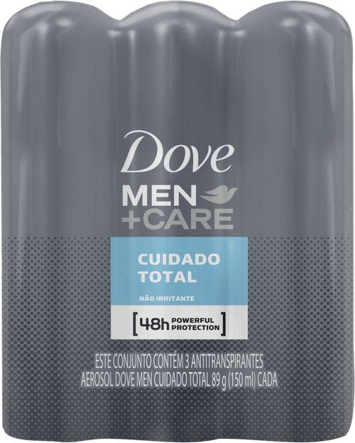 Antitranspirante Aerossol Cuidado Total 48h Dove Men+Care 3 Unidades 150ml Cada Spray