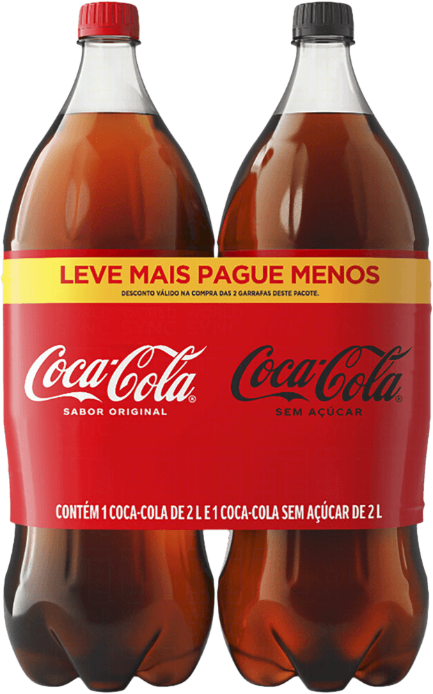 Kit-Refrigerante-Coca-Cola-Original---Coca-Cola-sem-Acucar-2l-Cada-Leve-Mais-Pague-Menos