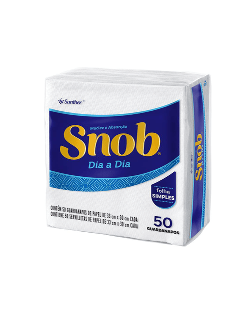 Guardanapo Snob Folha Simples de 33 x 30 cm com 50 unidades