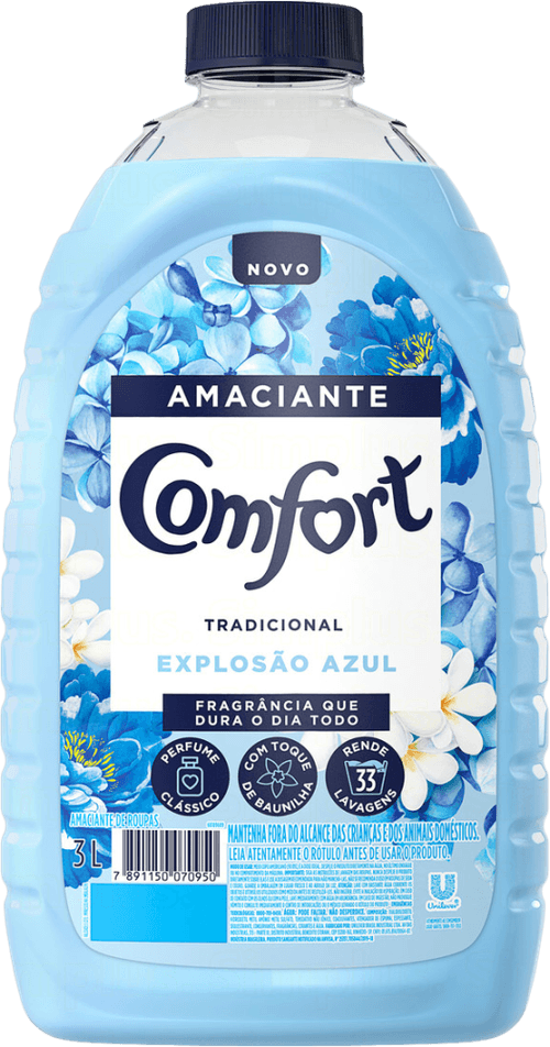 Amaciante de Roupa Tradicional Explosão Azul Comfort Frasco 3l