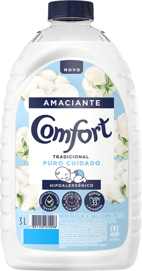Amaciante de Roupa Tradicional Puro Cuidado Comfort Frasco 3l