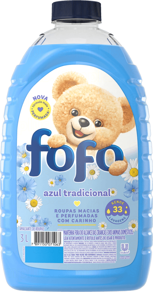 Amaciante de Roupa Diluído Azul Tradicional Fofo Frasco 3l