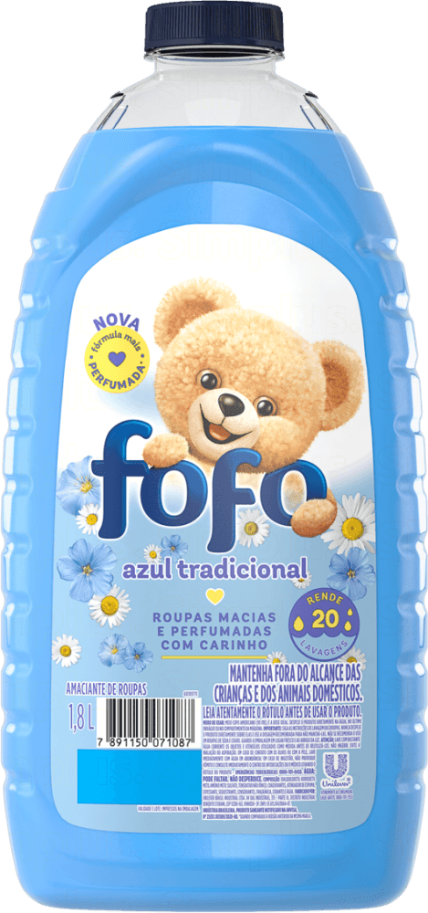 Amaciante de Roupa Diluído Azul Tradicional Fofo Frasco 1,8l