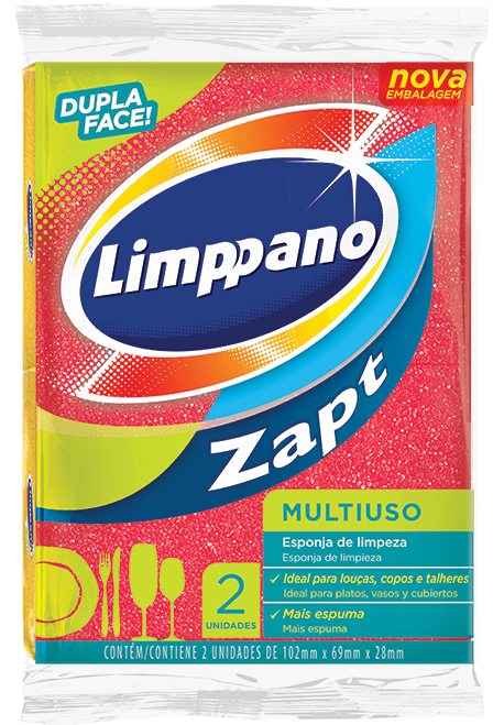 Esponja de Limpeza Multiuso Dupla Face Multiuso Limppano Zapt 2 Unidades