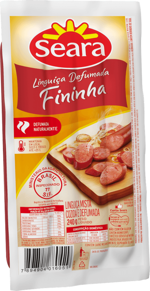 Linguiça Mista Fininha Defumada Cozida Seara 240 g