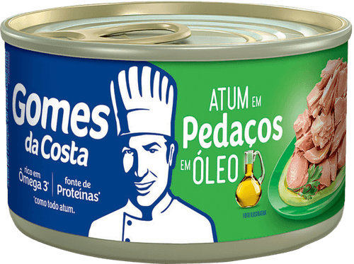 Atum em Pedaços em Óleo Comestível com Caldo Vegetal Gomes da Costa Lata Peso Líquido 170g Peso Drenado 120g