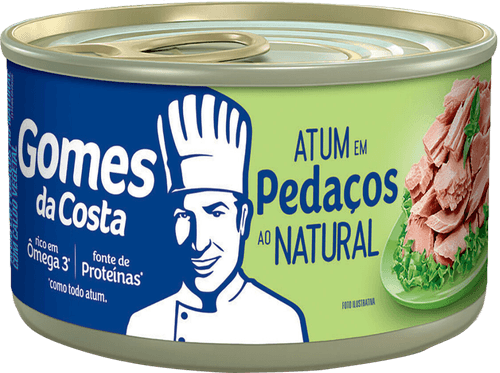 Atum em Pedaços ao Natural com Caldo Vegetal Gomes da Costa Lata Peso Líquido 170g Peso Drenado 120g