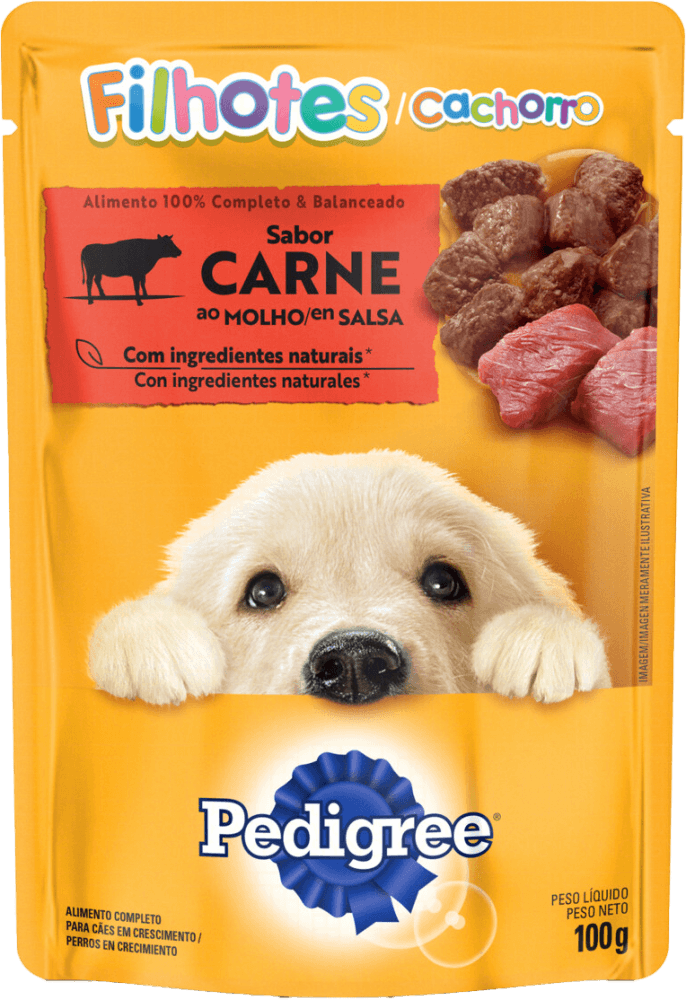 Alimento-Completo-e-Balanceado-para-Caes-Filhotes-Carne-ao-Molho-Pedigree-Sache-100g